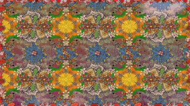 Raster illüstrasyonu. Kahverengi renklerde. Çiçekli güzel suluboya desen.