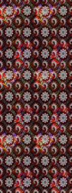 Raster deseni. Bahar çiçekleri dallı desen, siyah ve kahverengi renkler çiçekli siluet.