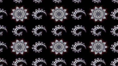 Düz Çiçek Elementleri Tasarımı. Süslü kumaş deseni. Raster illüstrasyonundaki çiçek desenli çizim. Renkli Bahar Teması çizim şablonu.