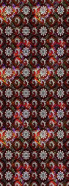 Raster deseni. Bahar çiçekleri dallı desen, siyah ve kahverengi renkler çiçekli siluet.