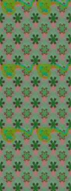 Suluboya çiçekli çiçek deseni. Yeşil renkte güzel bir tekstil. Raster illüstrasyonu.