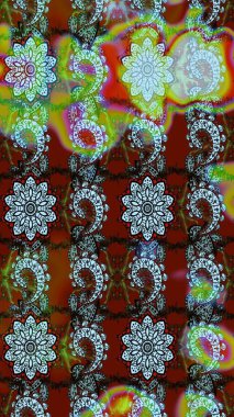 Yeşil ve nötr renklerde çiçekler. Renkli Yaz Temalı eskiz kalıbı. Düz Çiçek Elementleri Tasarımı. Raster illüstrasyonunda çiçek deseni çizimi.