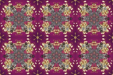 Raster klasik barok çiçeksiz altın desenli. Lüks, kraliyet ve Viktorya dönemi konsepti. Mor ve gri renklerdeki altın desenli altın elementler. Süsleme.