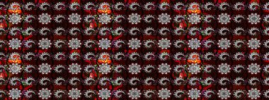 Suluboya tarzında siyah ve kahverengi renkte çiçekler. Raster illüstrasyonunda çiçek deseni çizimi.