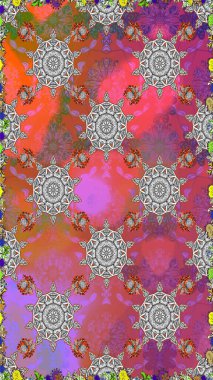 Hediye ambalaj kağıdı, tebrik kartları, posterler ve pankart tasarımı. Pembe ve gri renkli çiçekler. Raster düz çiçekleri pürüzsüz desen.