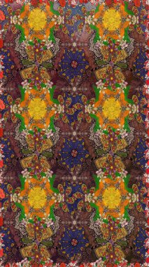 Sevimli çiçek raster deseni. Düz Çiçek Elementleri Tasarımı. Kahverengi renkli çiçekler. Renkli Bahar Teması çizim şablonu.