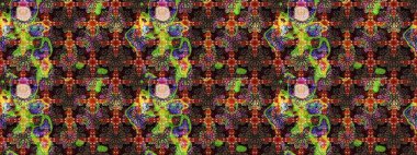 Küçük çiçekteki sevimli çiçek deseni. Kahverengi ve siyah renkli çiçekler. Raster illüstrasyonu.