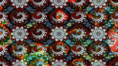 Düz Çiçek Elementleri Tasarımı. Çiçek deseni. Renkli Bahar Teması eskiz kalıbı. Raster çizimi. Güzel kumaş deseni..