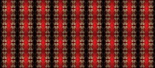 Tekrarlayan elementlerle kusursuz soyut arkaplan. Klasik raster şablonu. Kırmızı, kahverengi ve altın desenli.