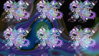 Nazik, sevimli çiçek arkaplanı. Çiçekli karalama şeklinde Raster çiçek deseni. Mavi ve mor renkte çiçekler.