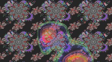 Gri ve kahverengi renkli çiçek çizimi. Çiçek deseni. Gri ve kahverengi renkli çiçekler. Şatafatlı bahar bahçesi dokusu. Raster illüstrasyonu.