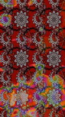 Kahverengi ve kırmızı renkte çiçekli çiçek deseni. Suluboya tarzında kahverengi ve kırmızı renkte çiçekler.