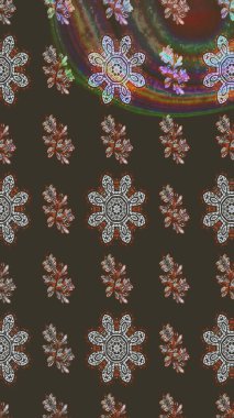 Düz Çiçek Elementleri Tasarımı. Eskiz klasiği. Renkli Bahar Teması eskiz kalıbı. Raster Şirin kumaş deseni.