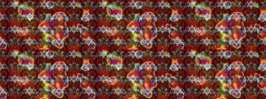 Düz Çiçek Elementleri Tasarımı. Renkli Yaz Temalı eskiz kalıbı. Kahverengi ve kırmızı renkte çiçekler. Raster illüstrasyonunda çiçek deseni çizimi.