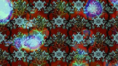 Şirin çiçek elementleri. Raster illüstrasyonu. Robot resim. Kahverengi, mavi ve kırmızı renkte çiçekler.