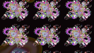 Klasik çiçek tasarımı elementleri. Raster illüstrasyonu. Siyah ve kahverengi kıvırcık çiçekler siyah ve kahverengi renklerde şekillenir.