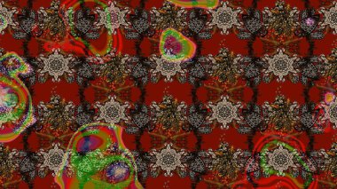 Sevimli çiçek raster deseni. Düz Çiçek Elementleri Tasarımı. Sketch Colour Spring Theme eskiz kalıbı. Kahverengi ve kırmızı renkte çiçekler.