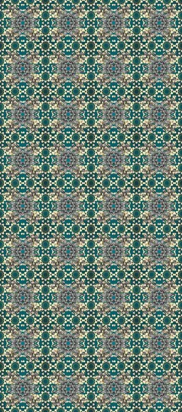 Süslü dekorasyon. Damask altın soyut çiçek deseni mavi, gri ve bej renklerde. Raster illüstrasyonu.