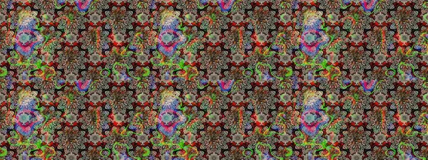 El çizimi. Güzel kumaş deseni. Raster illüstrasyonu. Çiçekler, dallar, otlar ve çiçekler.