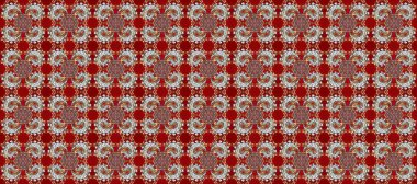 Doğum günü kartı, davetiye ya da afiş için iyidir. Dekoratif simetri arabesk. Kırmızı, kahverengi ve gri renklerde altın. Raster illüstrasyonu. Kusursuz ortaçağ çiçek desenleri..