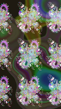 Yeşil renkli çiçekler. Çiçek desenli eskiz. Tişört baskısı için çiçek boyama rasteriName.