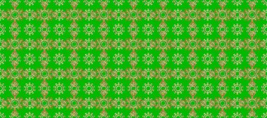 Damask pürüzsüz yineleme kalıbı. Antika altın tekrarlanabilir duvar kağıdı. Yeşil ve kahverengi renklerde altın element. Barok tarzında altın çiçekli süs..