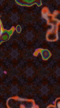 Raster illüstrasyonu. Küçük çiçekli yay deseni çiz. Suluboya tarzında kahverengi ve siyah renkler üzerine.