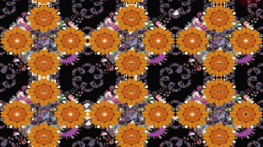 Eski moda arka plan. Güzel, parlak, pürüzsüz kumaş, tuval. Desen, çizim, çiçek sınırı. Raster illüstrasyonu. Çiçek çelengi. Kıvırcık, parlak örgü.