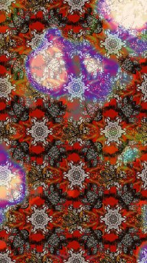 Yapraklı çiçekler ve kahverengi ve gri renklerde papatya çiçekleri. Raster - stok. Taslak arkaplan deseni.