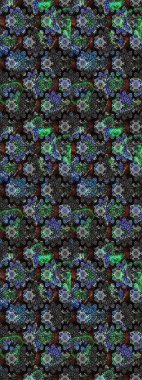 Tekstil için suluboya eskiz deseni. Şirin çiçekli, desenli, siyah ve gri renkli bir eskiz deseni. El çizimi çiçek çizimi deseni (fayans)).