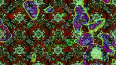 Yeşil ve kahverengi renkli çiçekler. Bahar mevsimi. Raster güzel bir çiçek deseni çizmiş. Tatil havası. Nazik romantik baskı.