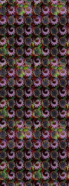 Siyah ve kahverengi renkte çiçekler. Çiçekli çiçek deseni, suluboya. Raster illüstrasyonu. Düz Çiçek Elementleri Tasarımı. Renkli Bahar Teması çizim şablonu.