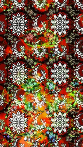 Halk tarzı. Modern çiçek arkaplanı. Parlak renkli çiçekleri ve siyah ve kırmızı renkte yaprakları olan harika bir çiçek deseni. Moda baskıları için zarif bir şablon.