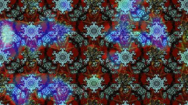 Mavi ve kahverengi renkte çiçekler. Kumaş desenli papatya çiçekleri ayrıntıları.