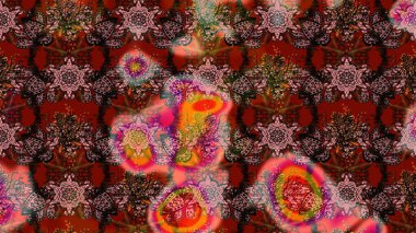 Çizgi çizimi kalıbı. Şirin çiçekler. Raster Moda kumaş deseni.