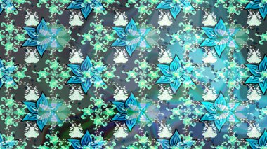 Raster. Mavi ve nötr renkte güzel çiçekli eskiz deseni, suluboya çiçek deseni, duvar kağıdı, kart veya kumaş için fayanslı.