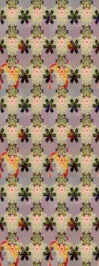 Tişörtsüz arka plan deseni. Tropik çiçekler. Çiçekler bej ve gri renklerde.