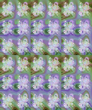 Raster illüstrasyonundaki çiçek desenli çizim. Suluboya tarzında tarafsız ve yeşil renkte çiçekler.