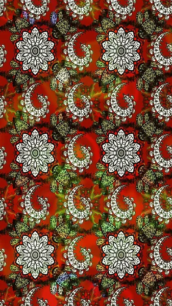 Raster illüstrasyonundaki çiçek desenli çizim. Kırmızı ve kahverengi renkte çiçekler.