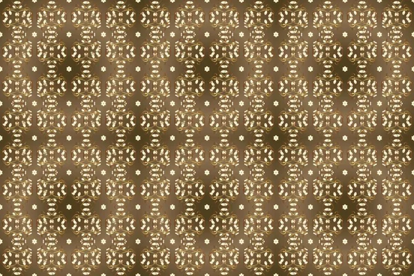 Geleneksel klasik altın desen. Kahverengi, bej ve nötr renklerde altın desenli altın elementler. Barok tarzında kusursuz bir doğulu süsü. Raster doğulu süsü.