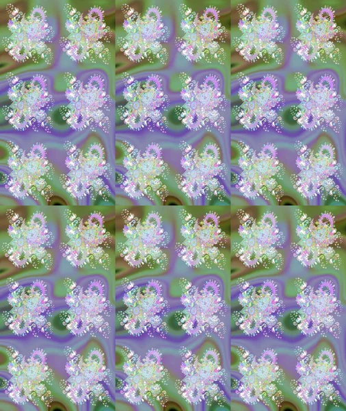 Raster illüstrasyonundaki çiçek desenli çizim. Suluboya tarzında tarafsız ve yeşil renkte çiçekler.