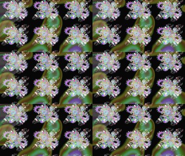 Şirin çiçekler. Çizgi çizimi kalıbı. Raster Moda kumaş deseni.