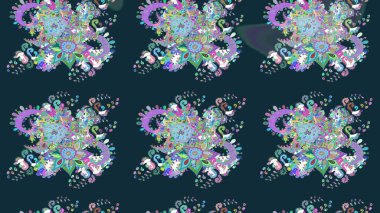 Raster illüstrasyonu. Mavi ve nötr renklerde. Çiçekli güzel suluboya desen.