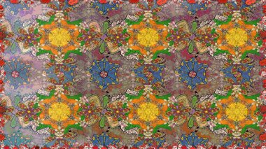 Yumuşak, bahar çiçekli arka plan. Çiçekli karalama şeklinde Raster çiçek deseni. Kahverengi renkte çiçekler.