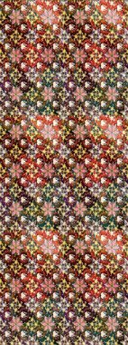 Yapraklı çiçekler ve kahverengi ve nötr renklerde papatya çiçekleri. Eskiz arkaplan modeli. Raster - stok.