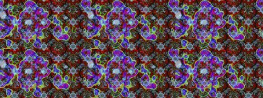 Çiçekli karalama şeklinde Raster çiçek deseni. Nazik, sevimli çiçek arkaplanı. Mavi ve kırmızı renkte çiçekler.