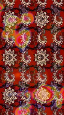 Raster Illustrasyon 'daki Çiçek Deseni' nin son moda çizimi. Renkli Yaz Temalı eskiz kalıbı. Güzel kumaş deseni. Düz Çiçek Elementleri Tasarımı.