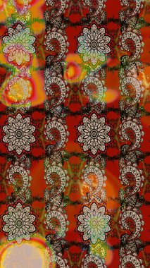 Tekstil için figür. Yapraklı çizim şekli. Poster ya da kapak için arka plan. Şirin, zarif çiçekler Raster illüstrasyonu. Davetiye ve kartpostal tasarımı için dekoratif çiçek unsurları.