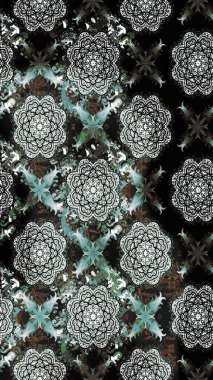 Çiçekli karalama şeklinde Raster çiçek deseni. Gri renkte yaz çiçekleri. Raster illüstrasyonu.