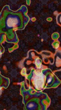 Düz Çiçek Elementleri Tasarımı. Kahverengi, gri ve yeşil renkli şirin çiçek desenleri. Renkli Bahar Teması eskiz kalıbı. Raster Modaya uygun kumaş deseni.